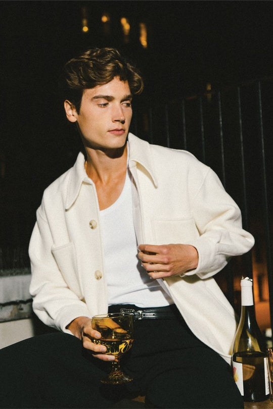 The Old Money Velvet Shacket (Off-White)