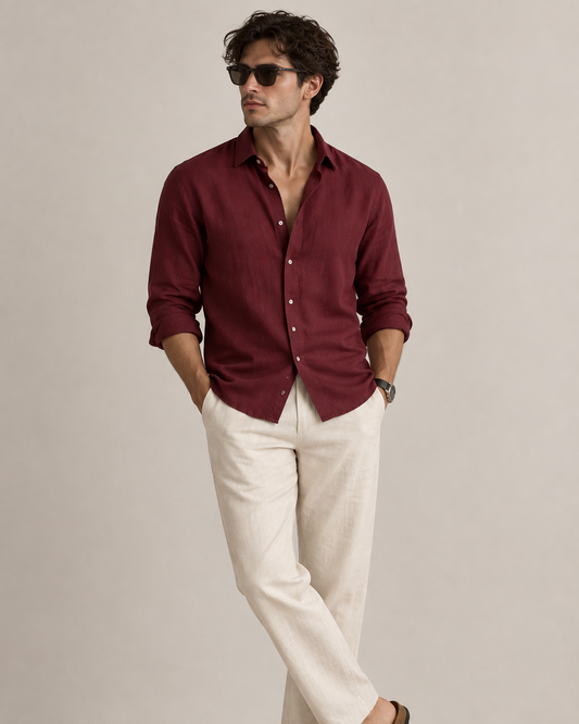 Old Money Classic Shirt (Maroon)