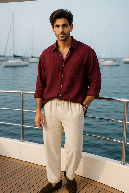 Old Money Classic Shirt Maroon